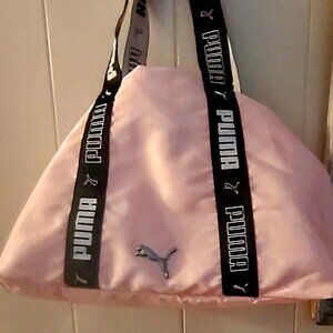 Puma Pink Nylon Satin Gym Drawstring Bag